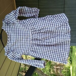 H&M Blue Gingham dress ruffles 18M